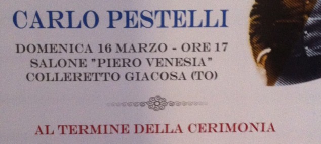 Carlo Pestelli vince il Premio Giacosa con il cd prodotto da Alex – concerto e premiazione Domenica 16 marzo